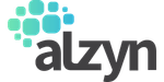 Alzyn logo with stylized teal dots forming an abstract molecular shape above the gray word “alzyn.”