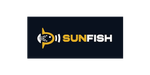 Sunfish logo featuring a yellow circular sound‑wave or signal icon next to the word “SUNFISH” in bold white text on a dark blue background.